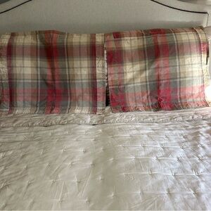 Eddie Bauer Home Navigation Plaid Standard Pillow Shams Cotton Set /2 EXCELLENT